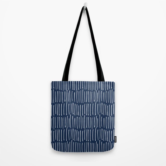 Boho Wall Art, Colour Prints, Navy Blue, Line Art Tote Bag Gallery Image 2