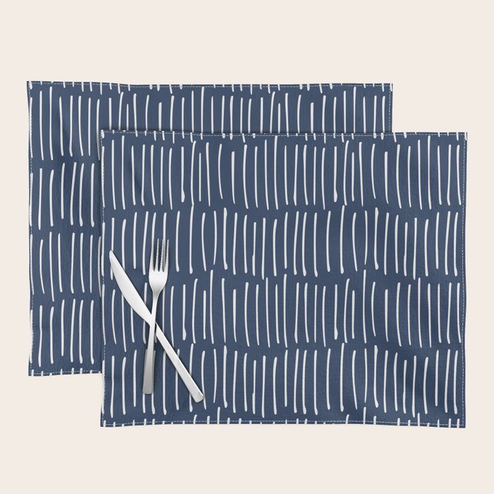 Boho Wall Art, Colour Prints, Navy Blue, Line Art Placemat Gallery Image 1