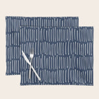 Boho Wall Art, Colour Prints, Navy Blue, Line Art Placemat Gallery Image 1