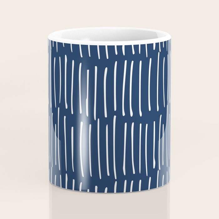 Boho Wall Art, Colour Prints, Navy Blue, Line Art Coffee Mug Gallery Image 4
