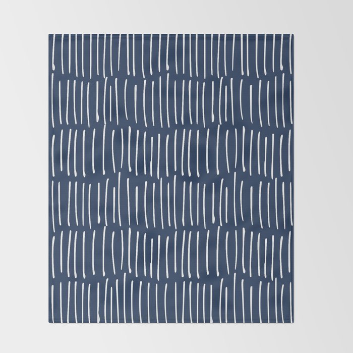 Boho Wall Art, Colour Prints, Navy Blue, Line Art Throw Blanket Gallery Image 2