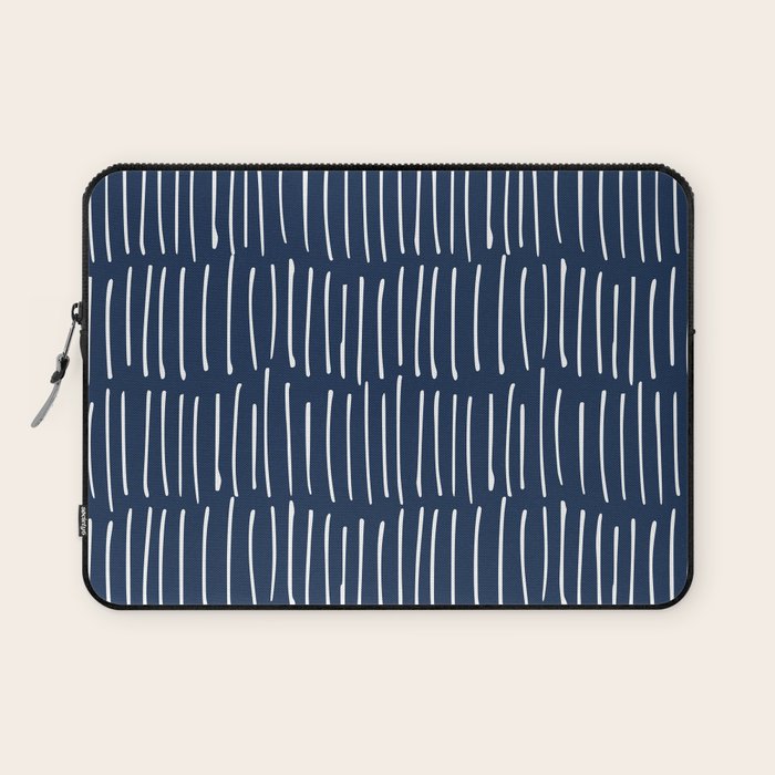 Boho Wall Art, Colour Prints, Navy Blue, Line Art Laptop Sleeve Gallery Image 1
