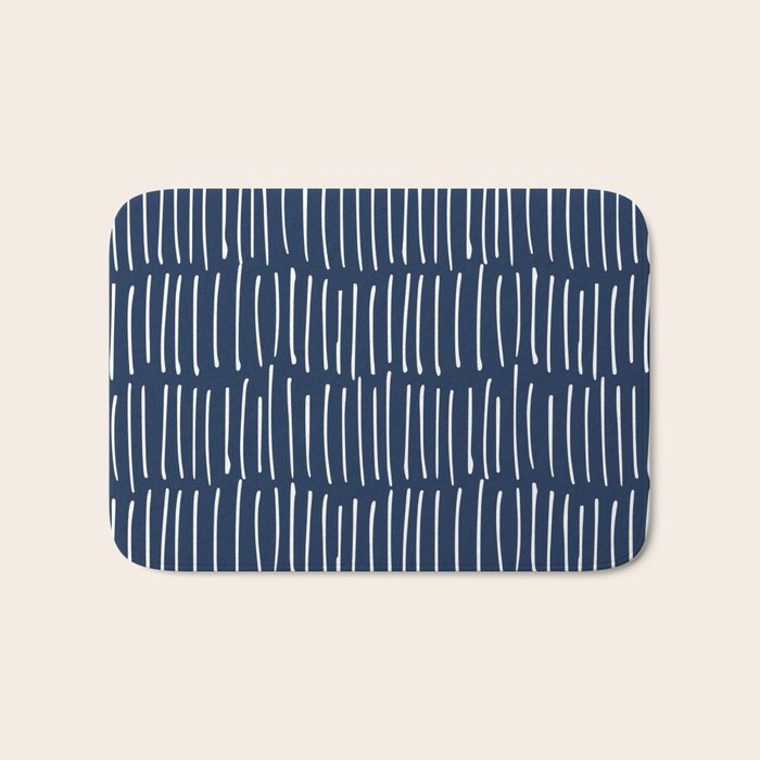Boho Wall Art, Colour Prints, Navy Blue, Line Art Bath Mat Gallery Image 1
