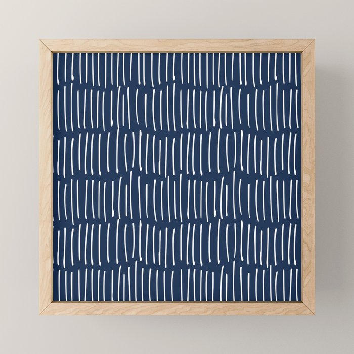 Boho Wall Art, Colour Prints, Navy Blue, Line Art Mini Art Print Gallery Image 1