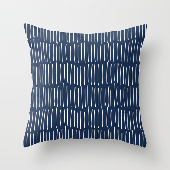 Boho Wall Art, Colour Prints, Navy Blue, Line Art Throw Pillow Gallery Image 6