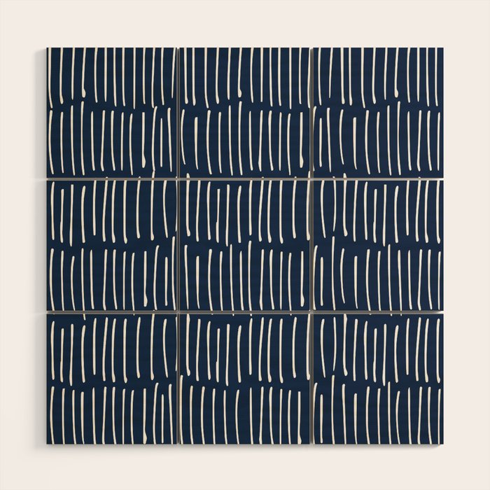 Boho Wall Art, Colour Prints, Navy Blue, Line Art Wood Wall Art Gallery Image 1