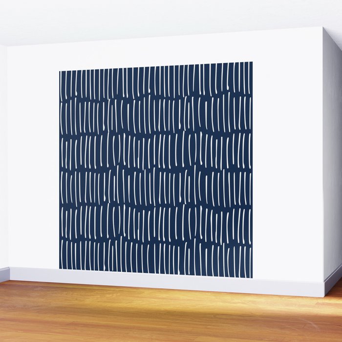 Boho Wall Art, Colour Prints, Navy Blue, Line Art Wall Mural Gallery Image 2