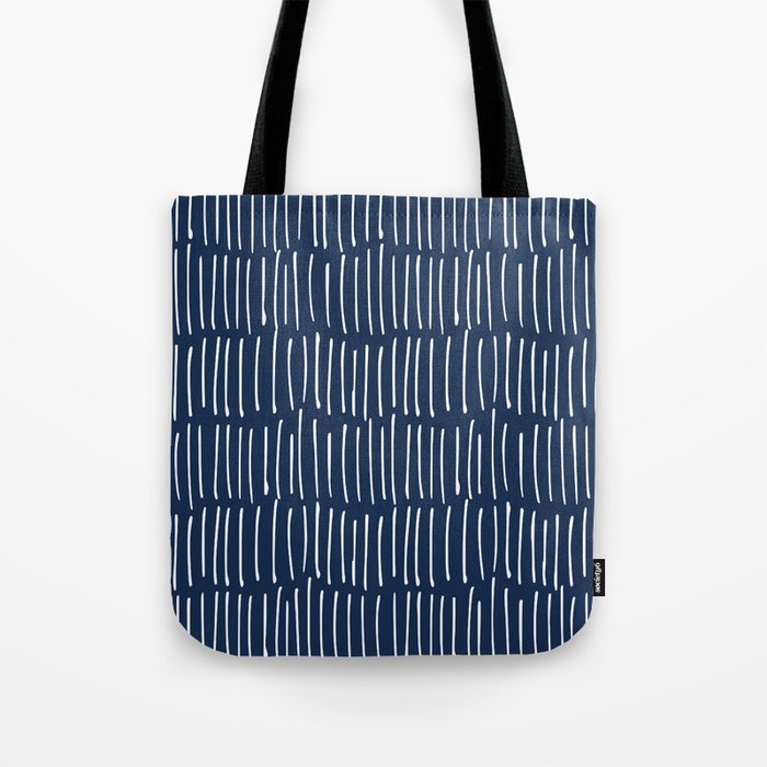 Boho Wall Art, Colour Prints, Navy Blue, Line Art Tote Bag Gallery Image 1