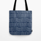 Boho Wall Art, Colour Prints, Navy Blue, Line Art Tote Bag Gallery Image 1