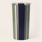 Navy blue and sage green stripes Travel Mug Gallery Image 1