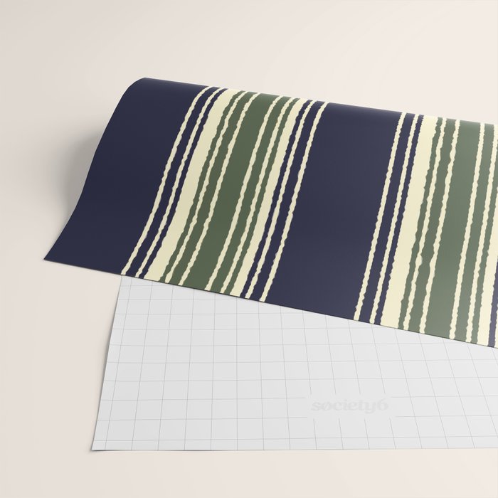 Navy blue and sage green stripes Wrapping Paper Gallery Image 2