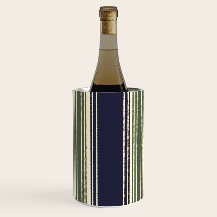 Navy blue and sage green stripes Wine Chiller Gallery Image 1