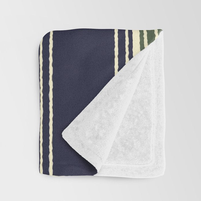 Navy blue and sage green stripes Throw Blanket Gallery Image 3