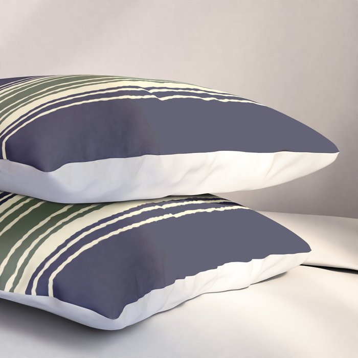 Navy blue and sage green stripes Pillow Sham Gallery Image 3