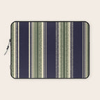 Navy blue and sage green stripes Laptop Sleeve Gallery Image 1