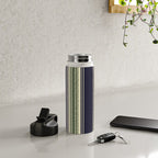 Navy blue and sage green stripes Water Bottle Gallery Image 4