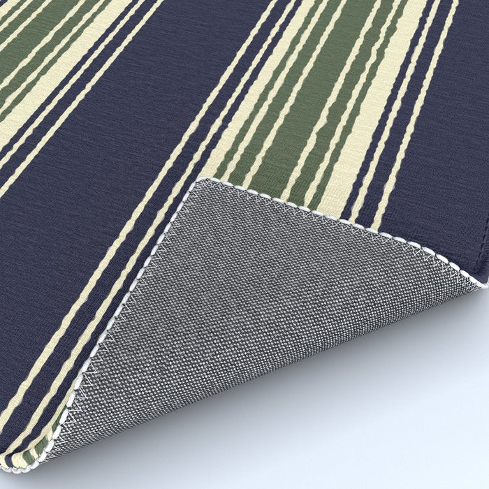 Navy blue and sage green stripes Rug Gallery Image 4