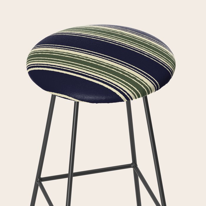 Navy blue and sage green stripes Stool Gallery Image 2