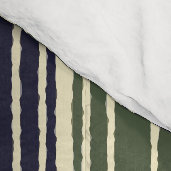 Navy blue and sage green stripes Comforter Gallery Image 4