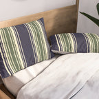 Navy blue and sage green stripes Pillow Sham Gallery Image 2
