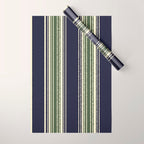 Navy blue and sage green stripes Wrapping Paper Gallery Image 1