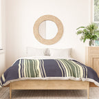 Navy blue and sage green stripes Duvet Cover Gallery Image 3
