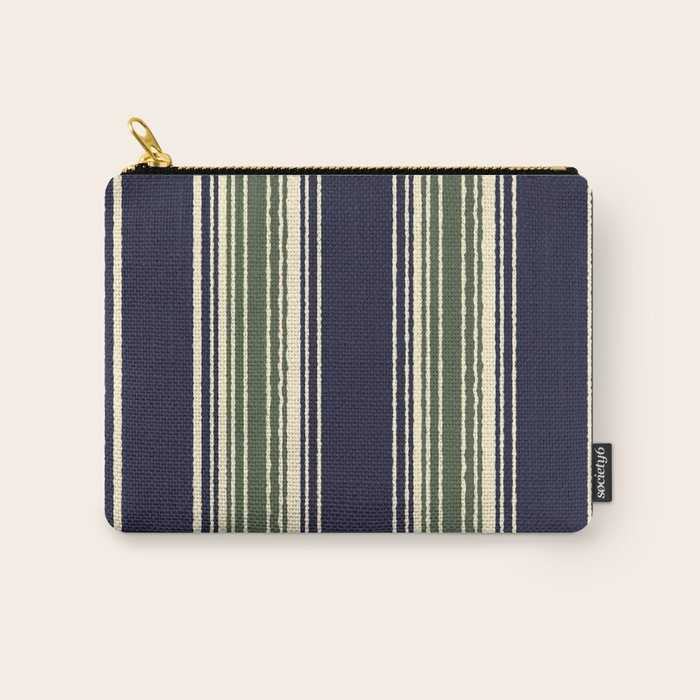 Navy blue and sage green stripes Carry All Pouch Gallery Image 1