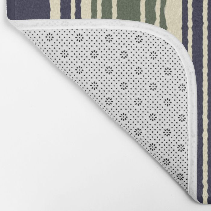 Navy blue and sage green stripes Bath Mat Gallery Image 2