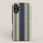 Navy blue and sage green stripes iPhone Case Gallery Image 1