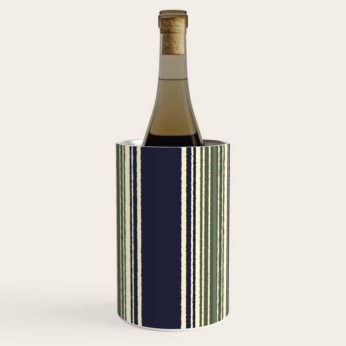 Navy blue and sage green stripes Wine Chiller Gallery Image 2