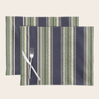 Navy blue and sage green stripes Placemat Gallery Image 1