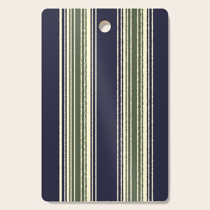Navy blue and sage green stripes Cutting Board Gallery Image 1