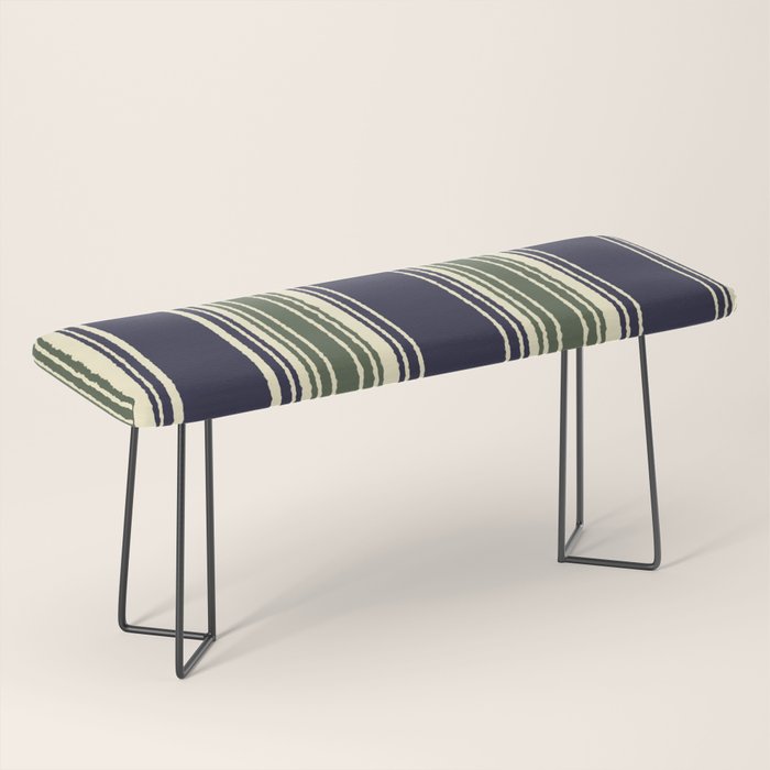 Navy blue and sage green stripes Bench Gallery Image 1
