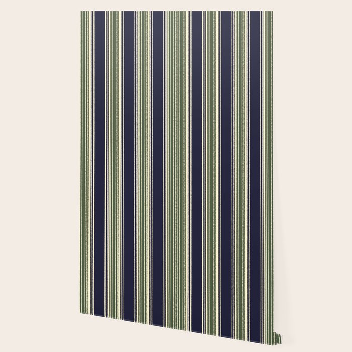 Navy blue and sage green stripes Wallpaper Gallery Image 2