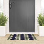 Navy blue and sage green stripes Welcome Mat Gallery Image 3