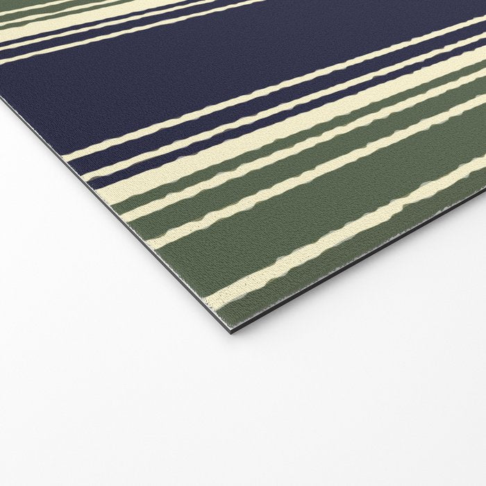 Navy blue and sage green stripes Welcome Mat Gallery Image 2