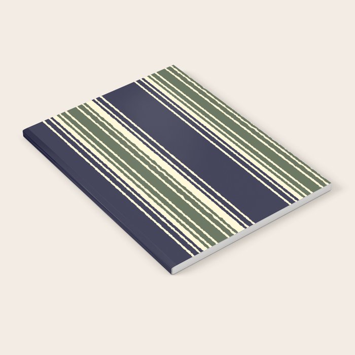 Navy blue and sage green stripes Notebook Gallery Image 2