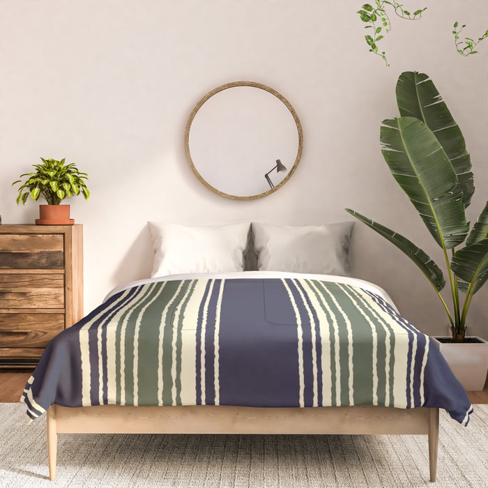 Navy blue and sage green stripes Comforter Gallery Image 3