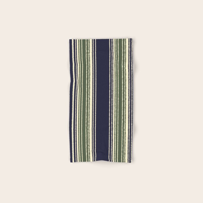 Navy blue and sage green stripes Bath Towel Gallery Image 1