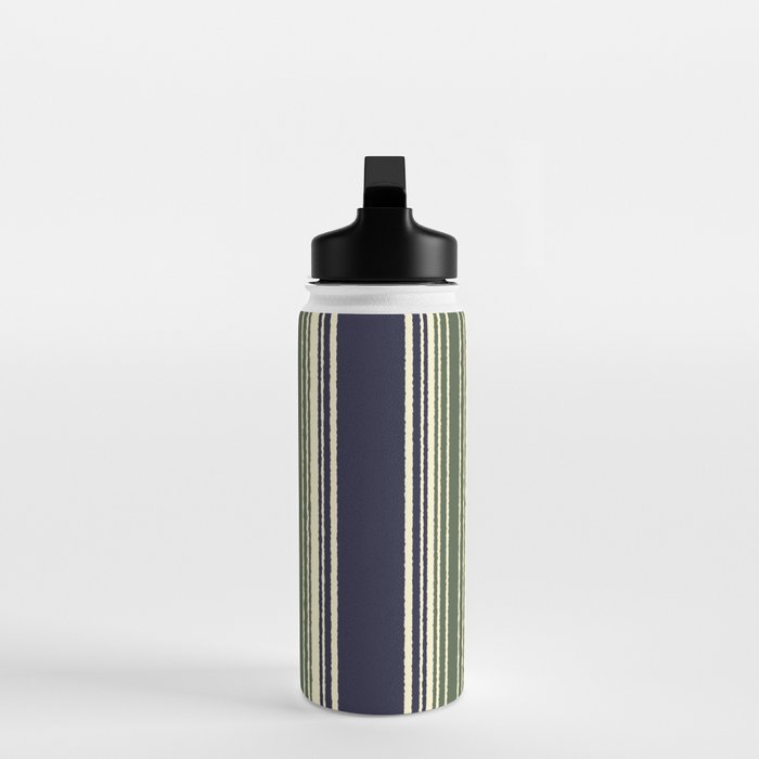 Navy blue and sage green stripes Water Bottle Gallery Image 3