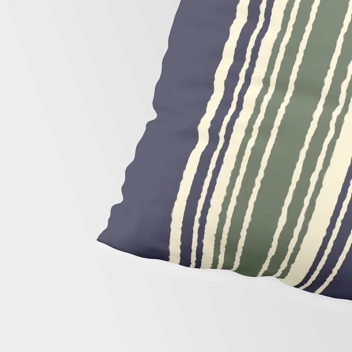 Navy blue and sage green stripes Pillow Sham Gallery Image 4