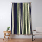 Navy blue and sage green stripes Window Curtain Gallery Image 5