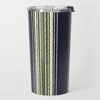 Navy blue and sage green stripes Travel Mug Gallery Image 2