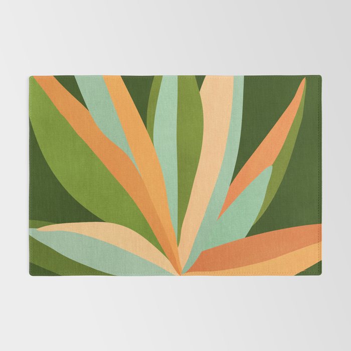 Colorful Agave Painted Cactus Illustration Rug Gallery Image 2