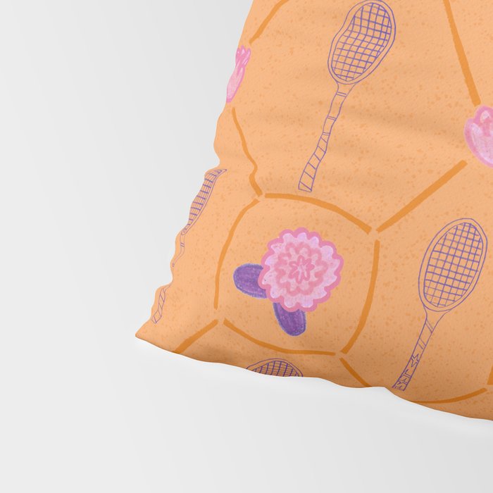 Tennis Rackets & Roses in Peach & Orange Pillow Sham Gallery Image 4