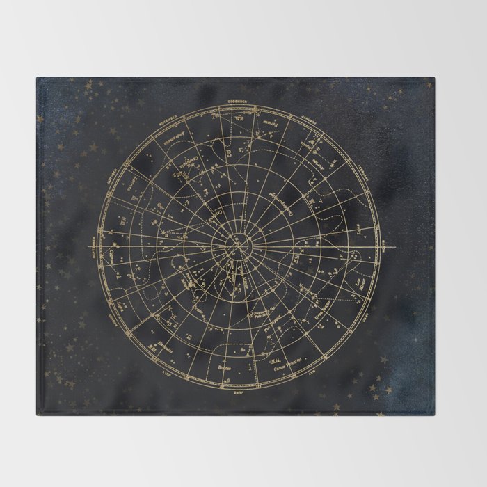 Golden Star Map Throw Blanket Gallery Image 2