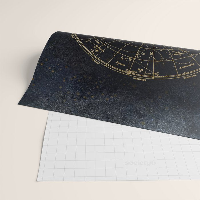 Golden Star Map Wrapping Paper Gallery Image 2