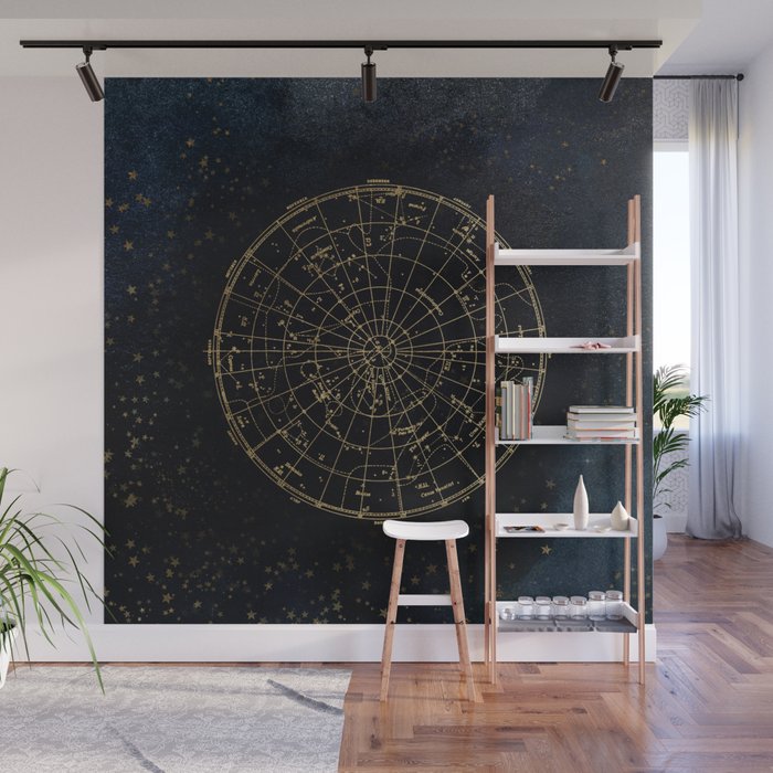 Golden Star Map Wall Mural Gallery Image 1