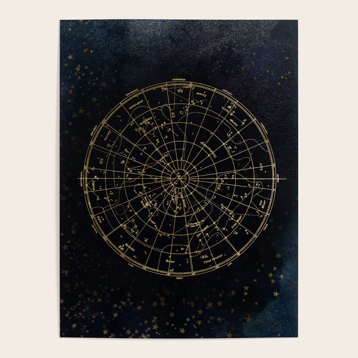 Golden Star Map Poster Gallery Image 4