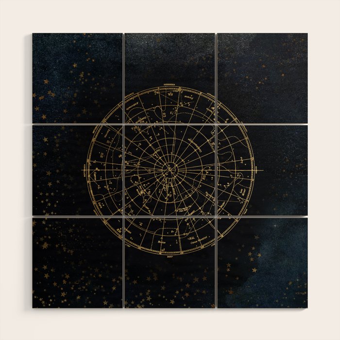 Golden Star Map Wood Wall Art Gallery Image 1